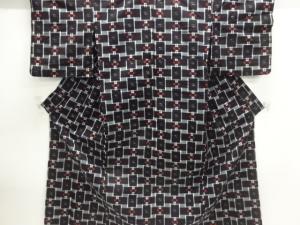 アンティーク　木綿本場久留米絣　枡模様単衣着物